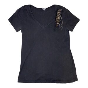 Charlotte Russe Black Jeweled V-Neck